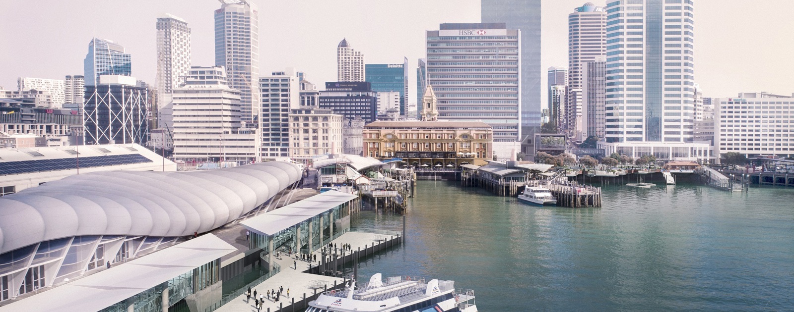 Artist’s impression of the new ferry terminal at Queen’s Wharf.
